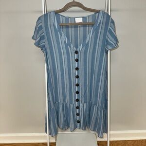 Skylar + Madison Blue and White Buttoned Midi Sundress